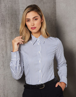M8310L Ladies'  Executive Sateen Stripe Long Sleeve Shirt