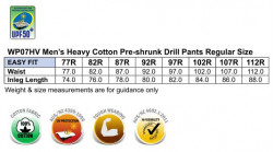 WP07HV PRE-SHRUNK DRILL PANTS WITH BIOMOTION 3M TAPES Regular Size